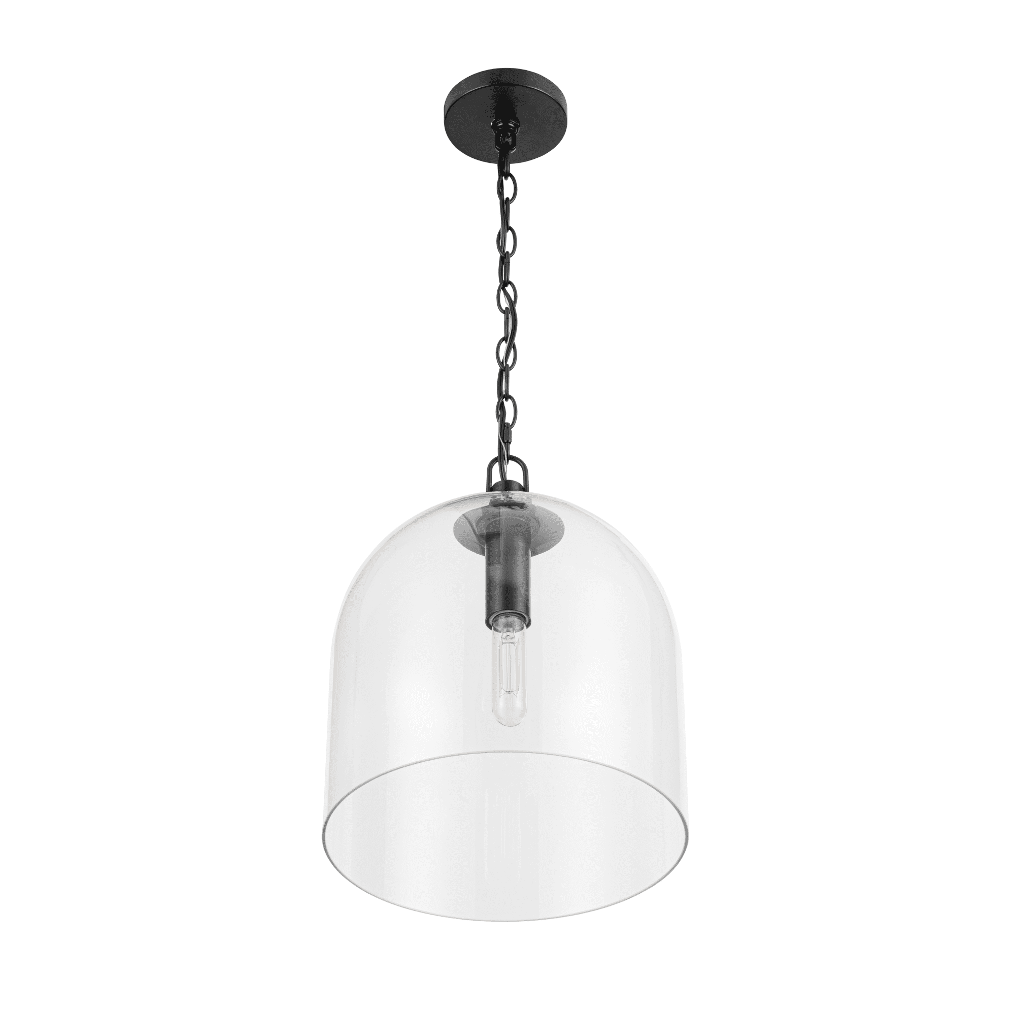 Prominence Home Hansley Matte Black 1-Light Pendant with Clear Glass