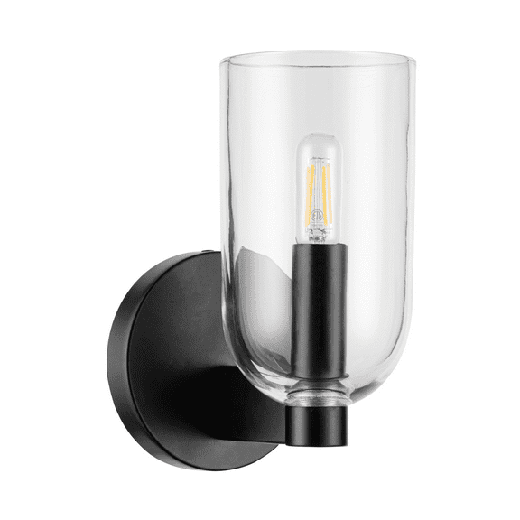 Prominence Home Hansley Matte Black 1-Light Wall Sconce with Clear Glass