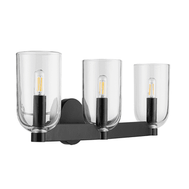 Prominence Home Hansley Matte Black 3-Light Vanity with Clear Glass
