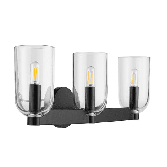 Prominence Home Hansley Matte Black 3-Light Vanity with Clear Glass