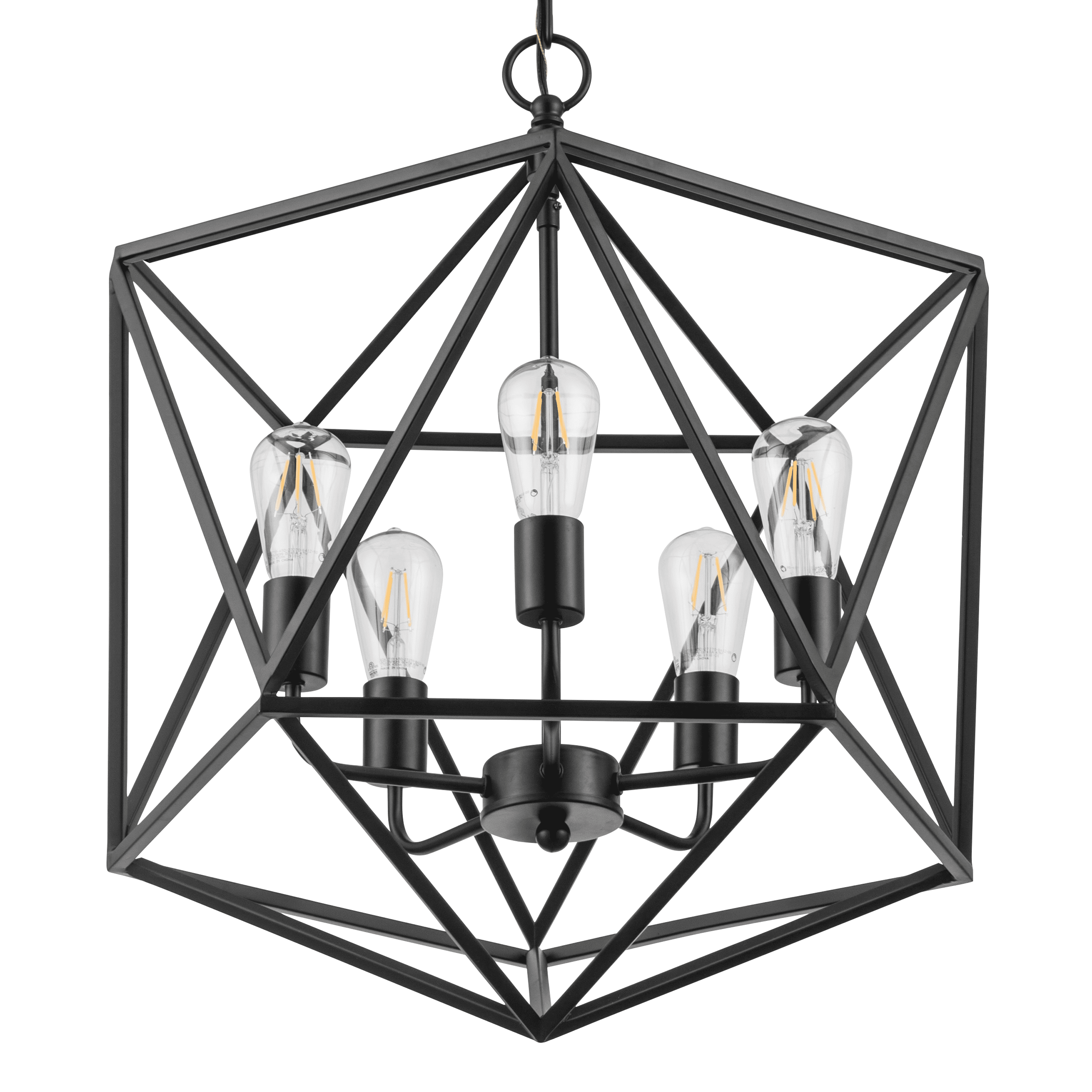 Matte Black Geometric Cage Candle Style Chandelier