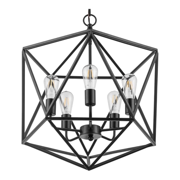 Prominence Home Heleo 5 Light Modern Matte Black Geometrical Chandelier