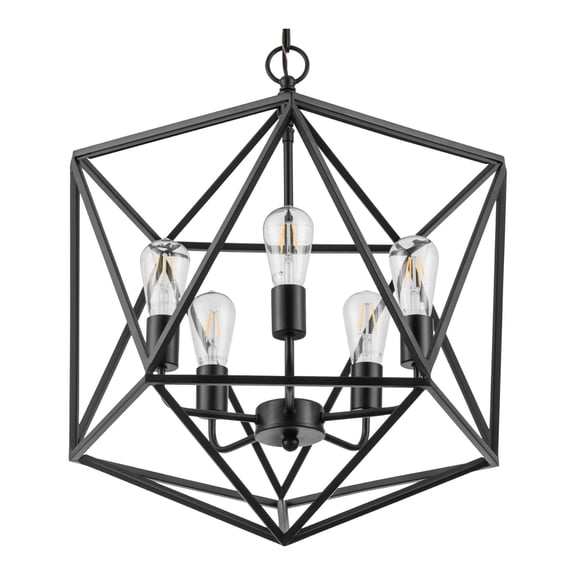 Prominence Home Heleo 5 Light Modern Matte Black Geometrical Chandelier