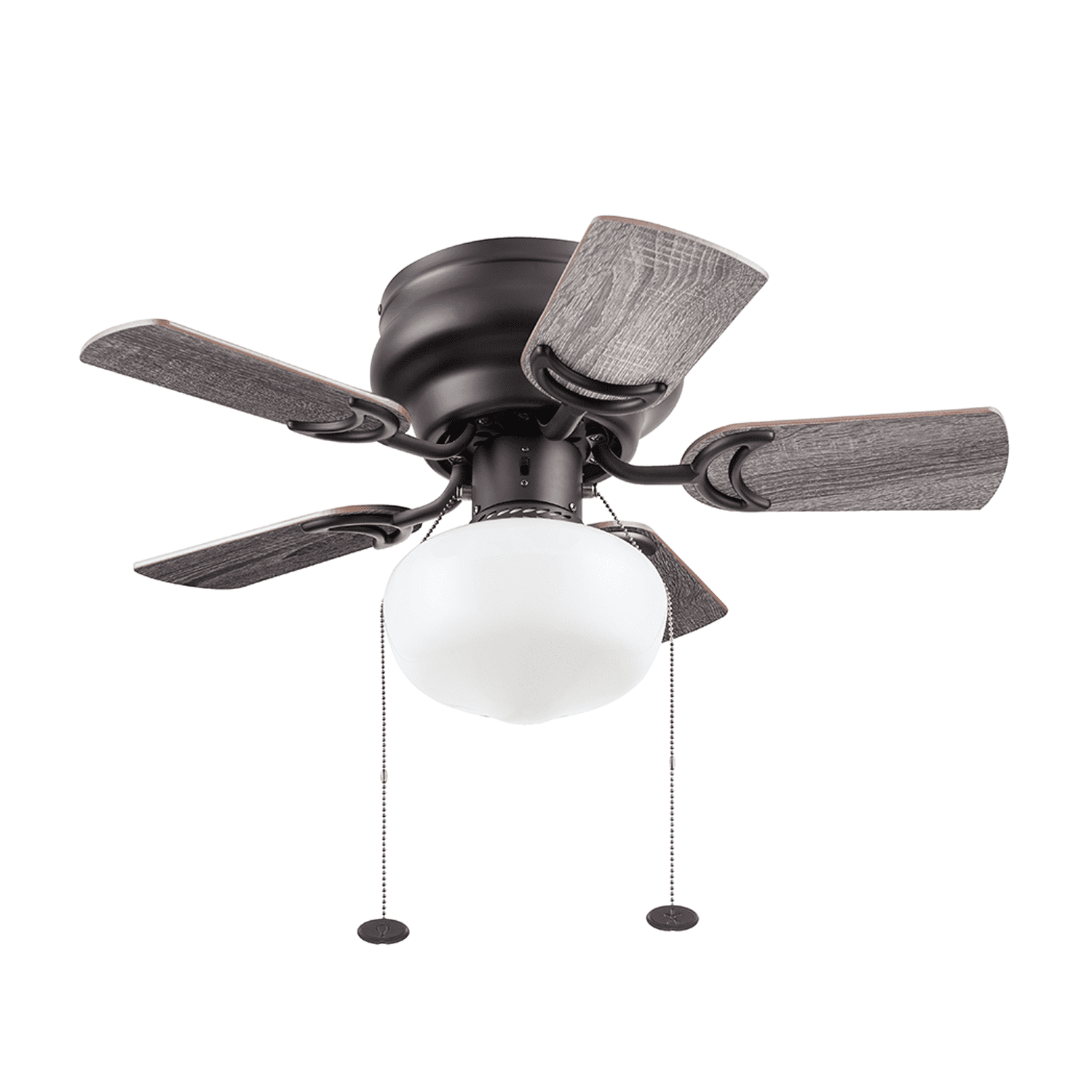 Prominence Home Hero 28" Bronze Flushmount Ceiling Fan with Light, 5 Blades, Pull Chains & Reverse Airflow