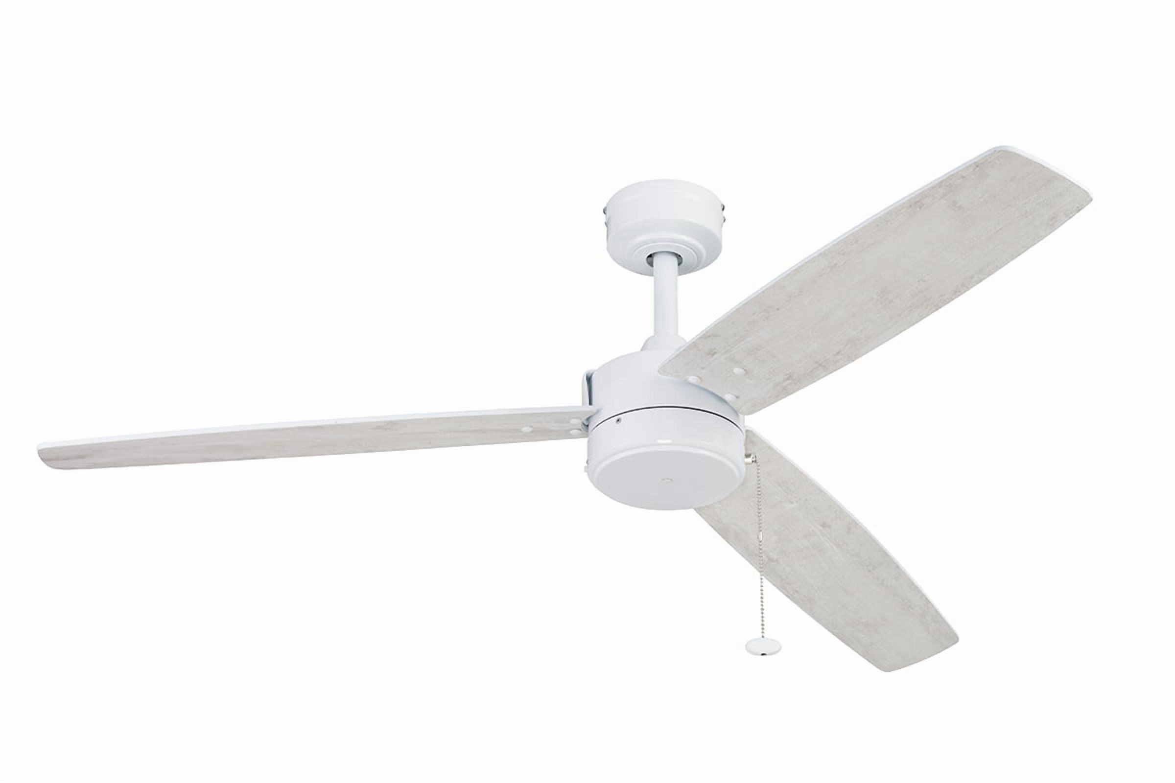 Prominence Home Journal 52" White Modern Indoor Outdoor Ceiling Fan with 3 Blades, Pull Chain & Reverse Airflow