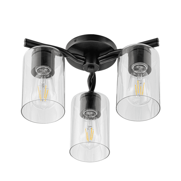Prominence Home Lantier Matte Black 3-Light Semi-Flush with Clear Glass