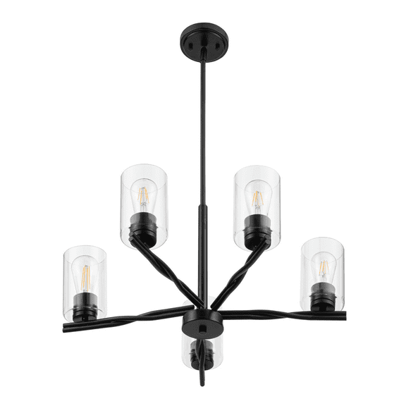 Prominence Home Lantier Matte Black 5-Light Chandelier with Clear Glass