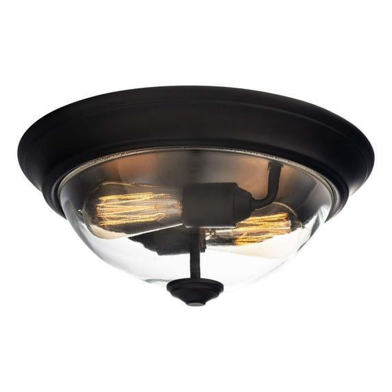 Prominence Home 13” Flush Mount Indoor Glass Ceiling Light, Madalyn, 51379-01, Bronze