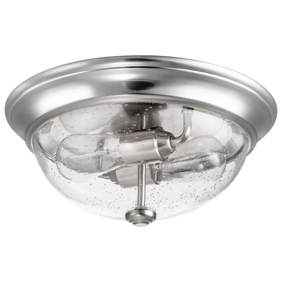 Prominence Home Madalyn Flush Mount Seeded Bowl Ceiling Light, 13 in, Nickel, 51382-31