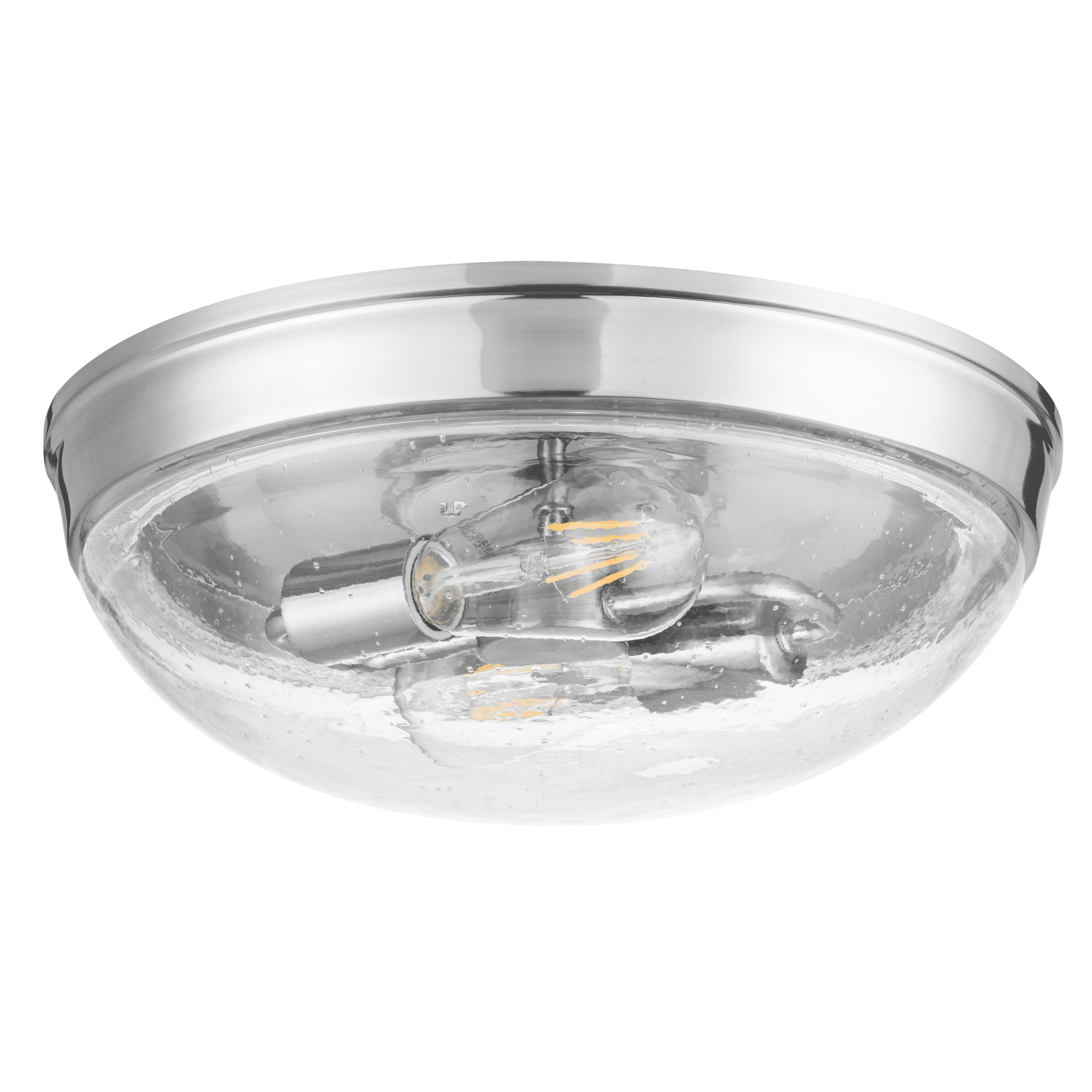 Elegant Brushed Nickel 13" Seeded Glass Flush Mount Ceiling Light