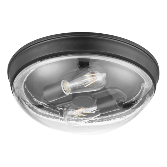 Prominence Home Madelyn 13 in Matte Black Flush Mount Light, Clear Glass Shade
