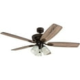 thumbnail image 1 of Prominence Home Marston 52" Oil Rubbed Bronce Ceiling Fan with 5 Blades, 3 Arm Textured Glass Light Kit & Pull Chains, 1 of 8
