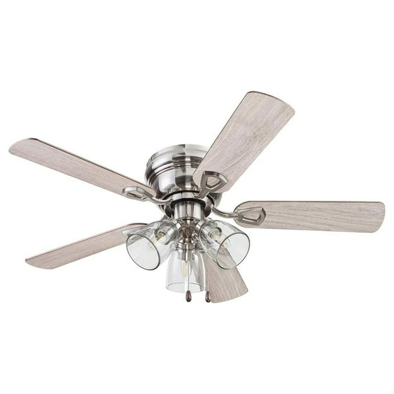 Prominence Home Renton 42'' Brushed Nickel E26 Flush Reversible Ceiling Fan with Light Kit and Pull Chain