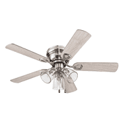 Prominence Home Renton 42'' Brushed Nickel E26 Flush Reversible Ceiling Fan with Light Kit and Pull Chain