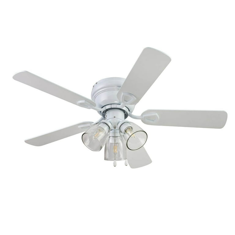 White Flushmount Ceiling Fan With Light