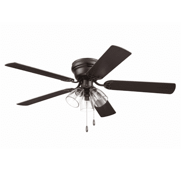 Prominence Home Renton 52" Bronze Flushmount Ceiling Fan with Light, 5 Blades, Pull Chains & Reverse Airflow