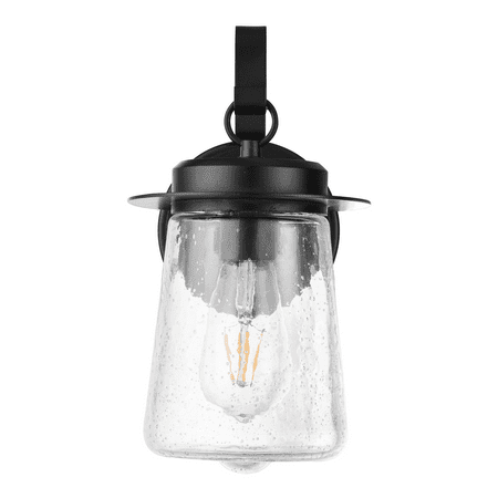 Prominence Home Ruttland Matte Black Coach Light with Clear Seeded Glass