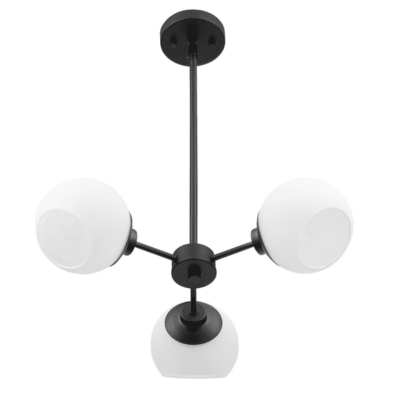 Prominence Home Stoll Matte Black 3-Light Chandelier with Opal Glass