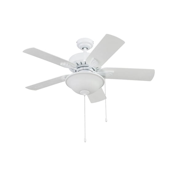 Prominence Home Viretta 42" White Indoor/Outdoor Ceiling Fan with 5 Blades, Bowl Light Kit, Pull Chains & Reverse Airflow