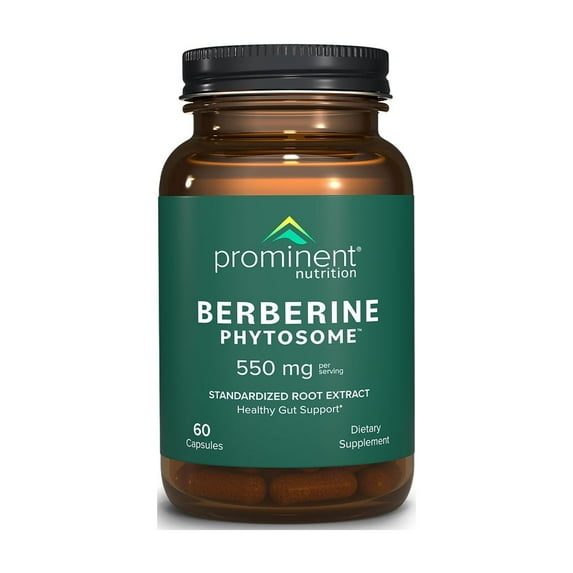 Prominent Nutrition Berberine Phytosome - Up to 9.6x Superior Absorption - Standardized Berberine for Digestive, Gut & Heart Health Support - Non-GMO, Vegan, Gluten-Free - 60 Capsules (60 Servings)