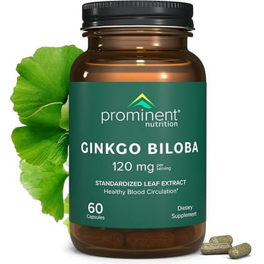 Prominent Nutrition Ginkgo Biloba 120mg - Ginkgo Biloba Leaf Extract, Herbal Supplements to Help Support Memory & Focus- Vegan, Non-GMO, Gluten-Free, Soy-Free, 60 Day Supply