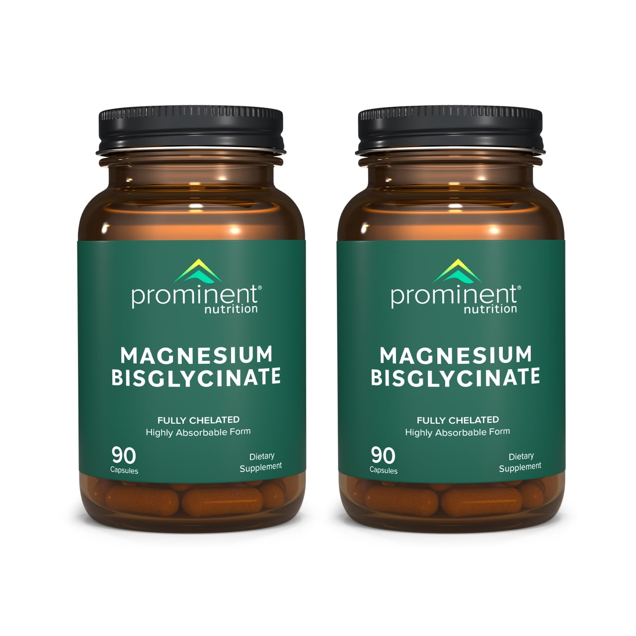 Prominent Nutrition Magnesium Bisglycinate Capsules, Brain Health Support, Magnesium Supplement, 240 mg, 45 Day Supply - 2 Pack
