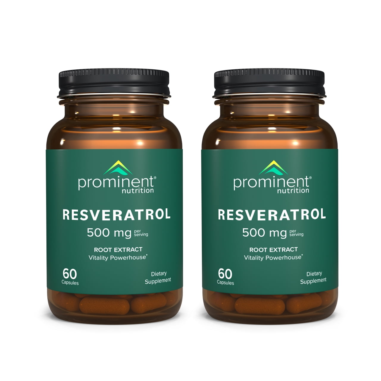 Prominent Nutrition Resveratrol Supplement, Anti-Aging and Immune Support, 98% Pure Trans-Resveratrol Supplement, 500 mg, 30 Day Supply - 2 Pack