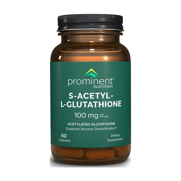 Prominent Nutrition S-Acetyl L-Glutathione Supplement - Clinically Researched Emothion Acetylated Glutathione for Normal Liver Detoxification Support & Optimal Antioxidant Effect, 60 Vegan Capsules