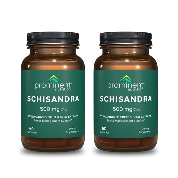 Prominent Nutrition Schisandra Berry Extract, Clinically Researched 500 mg Dose for Stress Management Support, Standardized to Schisandrins, Pure Schisandra Chinensis Fruit Extract - 2 Pack
