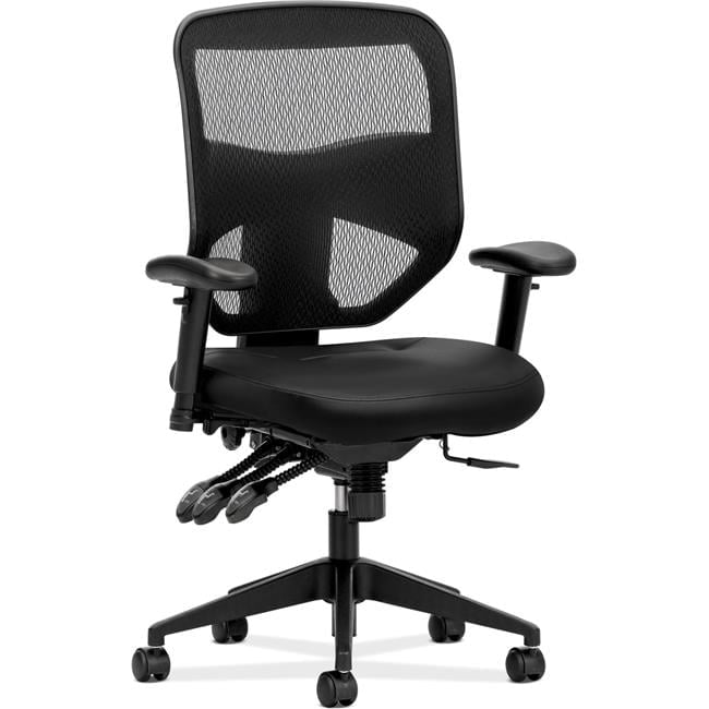 High Back Black Mesh and Leather Swivel Task Chair