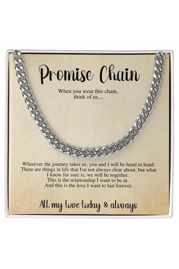 Promise Chain, Gift for Him, Cuban Link Chain, Cuban Chain Necklace, Thick Chain Necklace, Promise for Him, Chain for Him, Boyfriend Chain, Gold - Standard Box