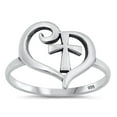 thumbnail image 1 of Promise Cross & Heart Ring .925 Sterling Silver Band Jewelry Female Male Unisex Size 10, 1 of 4