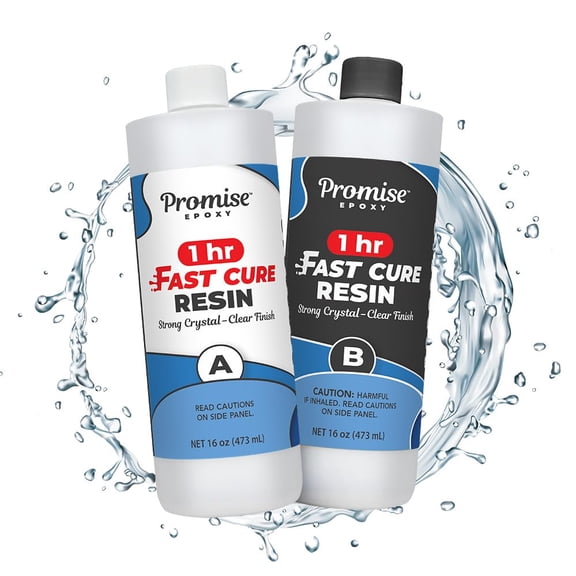 Promise Epoxy Fast Cure Resin 32 Oz - Crystal Clear UV-Resistant, Self-Leveling, No VOCs with 1-Hour Demold Time, for Jewelry Making, Crafts, Coatings,Tumblers, Use with Mica Powder and Alcohol Ink