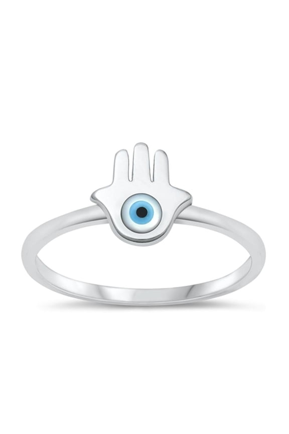 Promise Hamsa Evil Eye Ring .925 Sterling Silver Band Jewelry Female Male Unisex Size 8