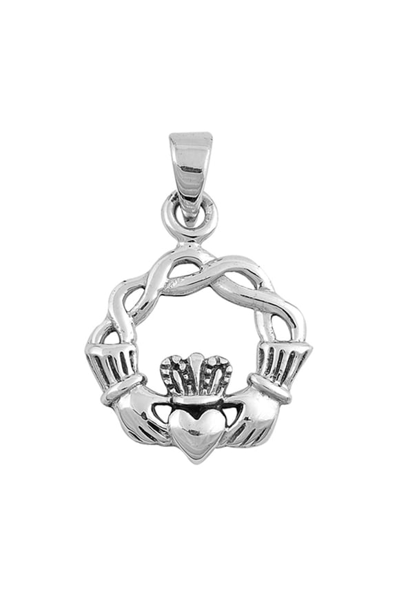 Promise Heart Celtic Braid Claddagh Pendant .925 Sterling Silver Knot Charm Jewelry Female Unisex