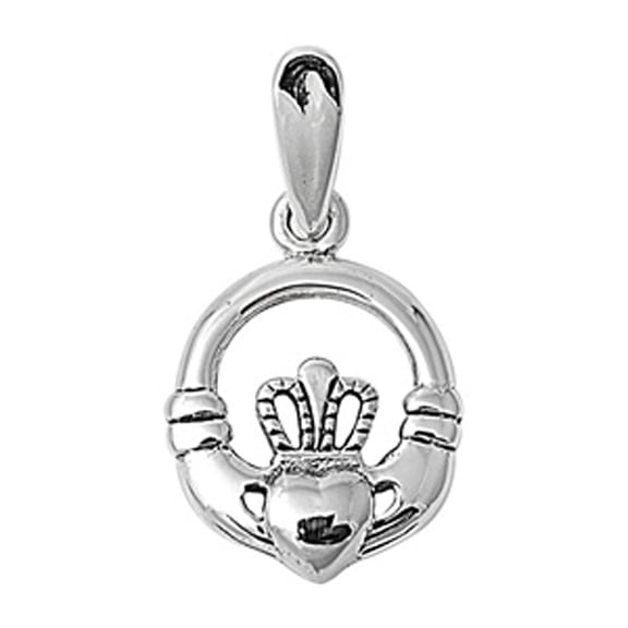 Promise Heart Oval Irish Claddagh Pendant .925 Sterling Silver Love Crown Charm Jewelry Female