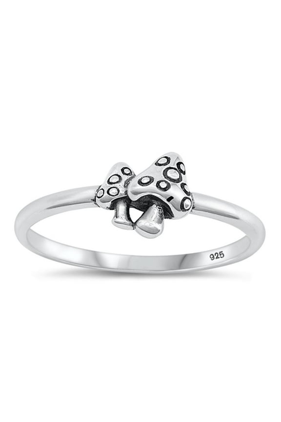 Promise Mushroom Toadstool Ring .925 Sterling Silver Band Jewelry Female Male Unisex Size 8