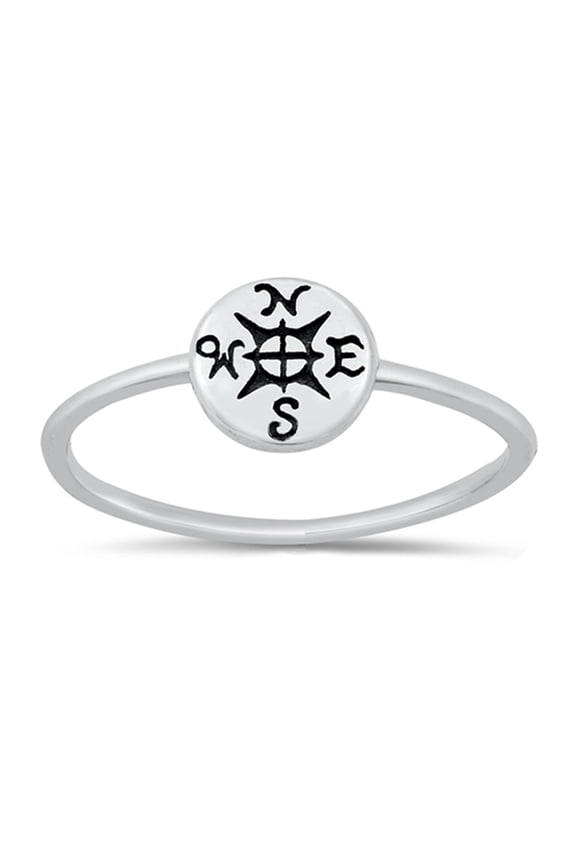Promise Nautical Compass Ring .925 Sterling Silver Band Jewelry Female Male Unisex Size 5
