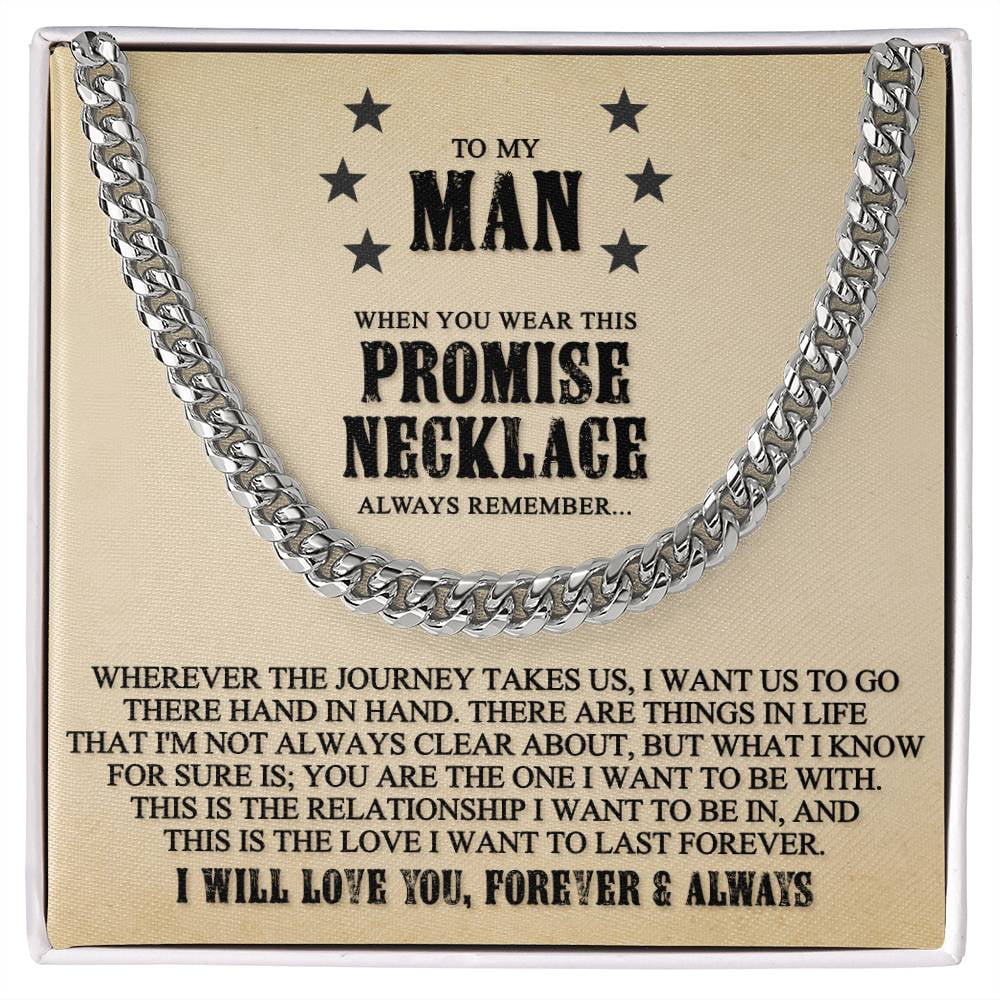 Promise Necklace, Cuban Link Chain, Stainless Steel or Yellow Gold ...