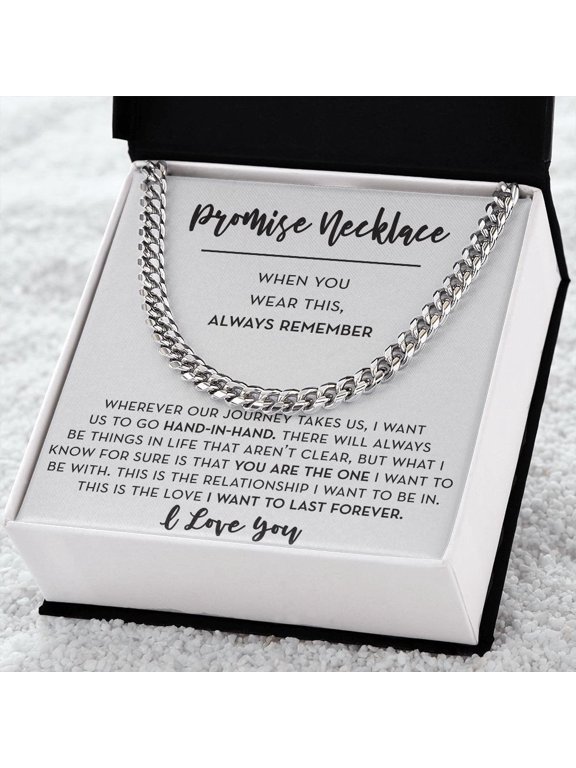 Promise Necklace For Boyfriend I Love You, Gold Cuban Link Necklace