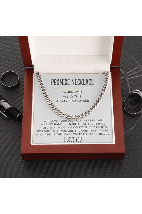 Promise Necklace For Him Anniversary, White Cuban Link Necklace