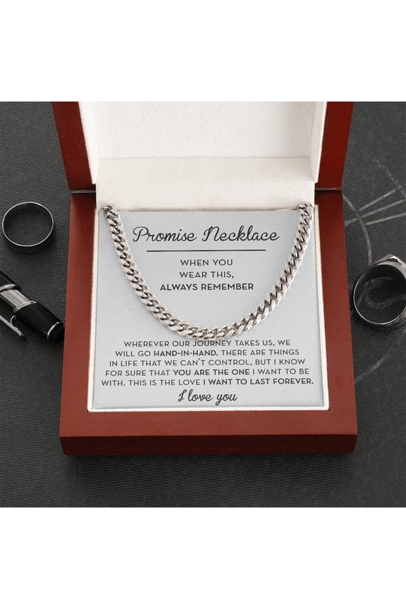 Promise Necklace For Him Anniversary, White Cuban Link Necklace