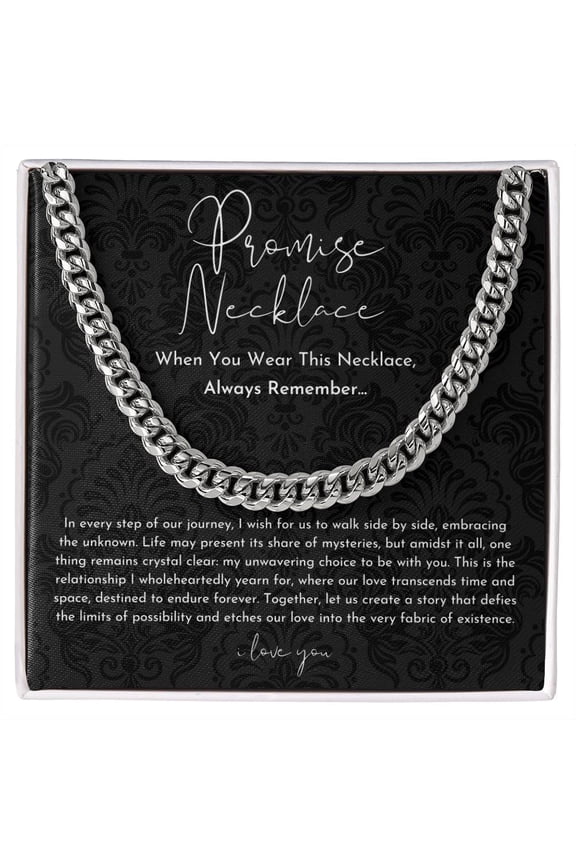 Promise Necklace For Him Forever, White Cuban Link Necklace