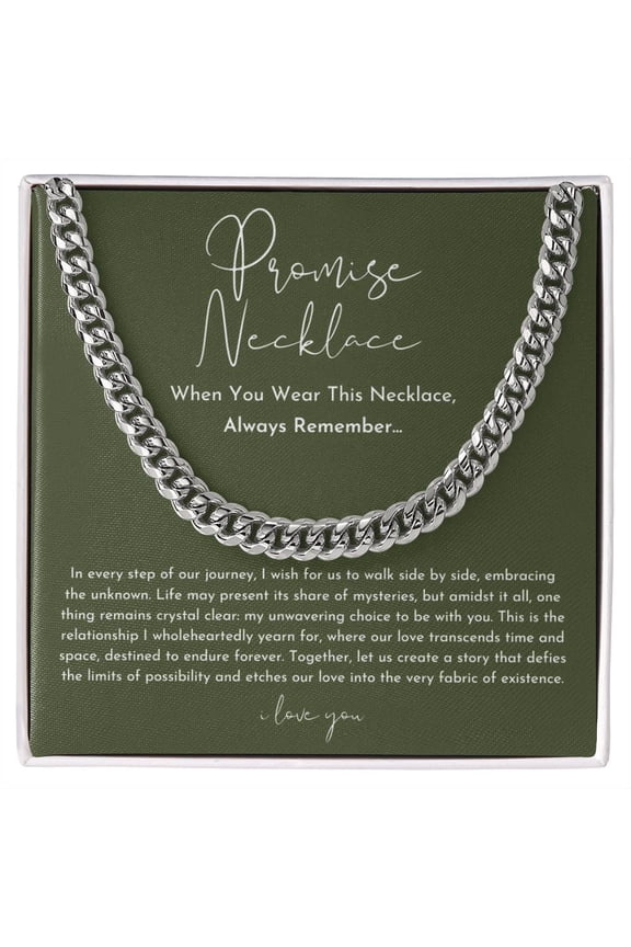 Promise Necklace For Him, White Cuban Link Necklace