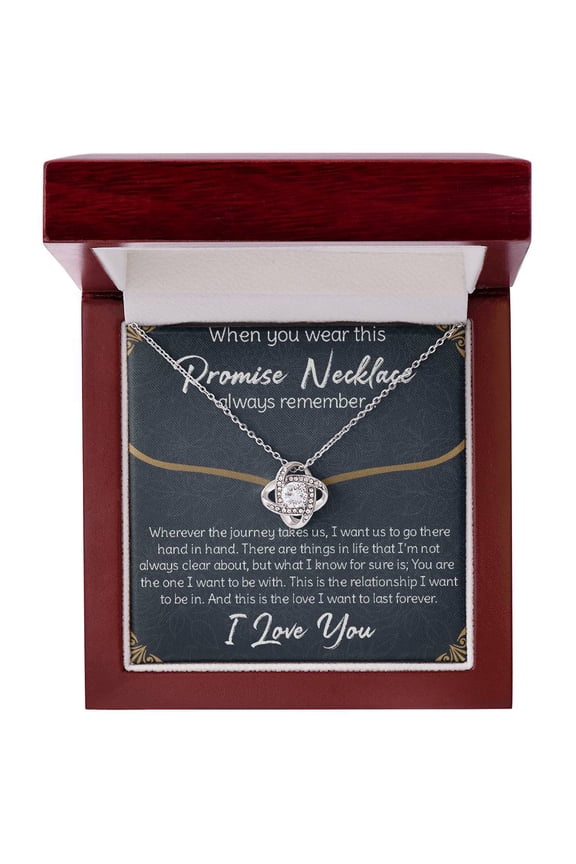 Promise Necklace Gift for Girlfriend from Boyfriend, For Couples, Gift for Her, Girlfriend Anniversary Birthday Gift, - Love Knot Necklace - Message Card & Gift Box