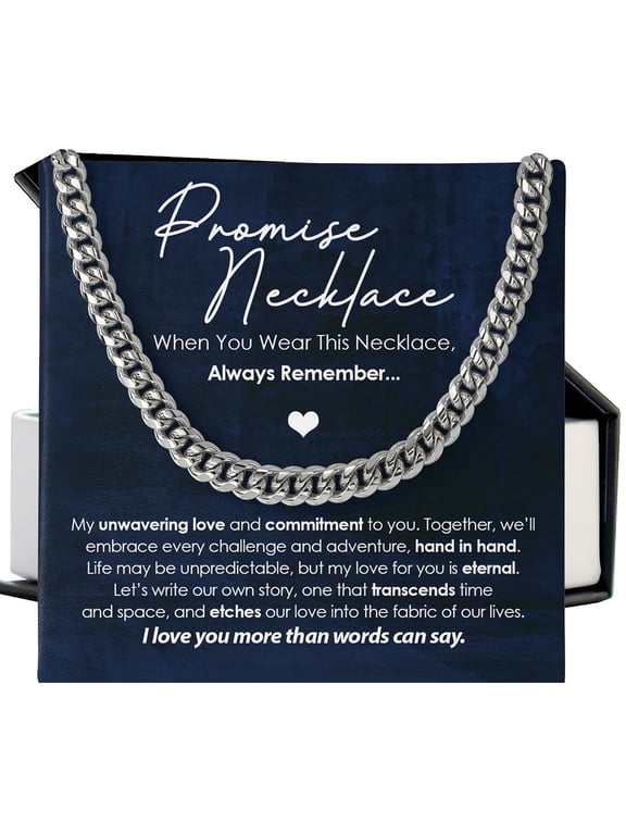 Promise Necklace For Him, Cuban Chain Necklace For Men, Boyfriend Birthday Ideas, Promise Boyfriend, Sentimental Him, Valentine's Day, Wedding, Anniversary,, White Cuban Link Necklace