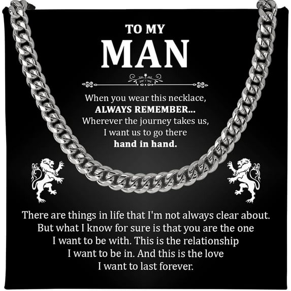 Promise Necklace For Him, Promise Necklace Gift For Boyfriend, Birthday Valentines Jewelry Gifts For Man, Husband Necklace From Wife, Cuban Chain Necklace, Anniversary Necklace For Boyfriend