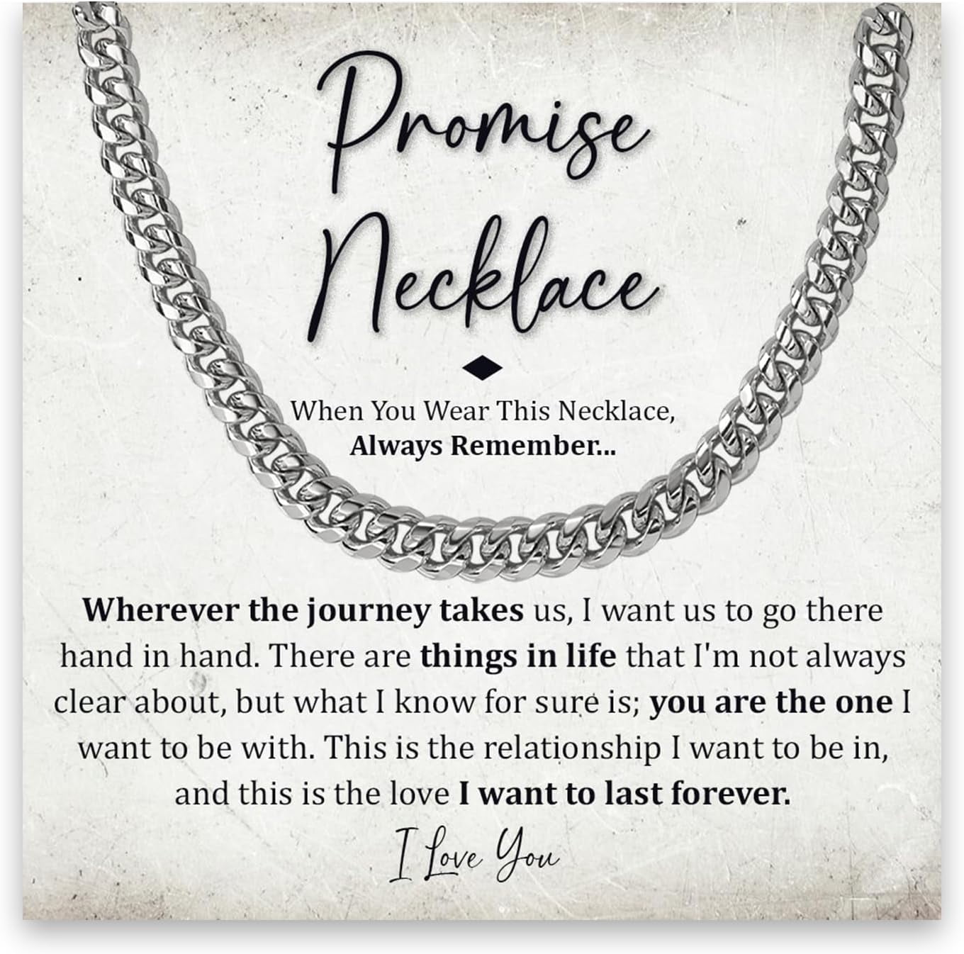 Promise Necklace For Him, Promise Necklace Gift For Boyfriend, Birthday Valentines Jewelry Gifts For Man, Husband Necklace From Wife, Cuban Chain Necklace, Anniversary Necklace For Boyfriend