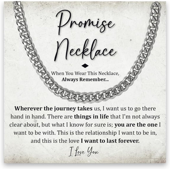 Promise Necklace For Him, Promise Necklace Gift For Boyfriend, Birthday Valentines Jewelry Gifts For Man, Husband Necklace From Wife, Cuban Chain Necklace, Anniversary Necklace For Boyfriend