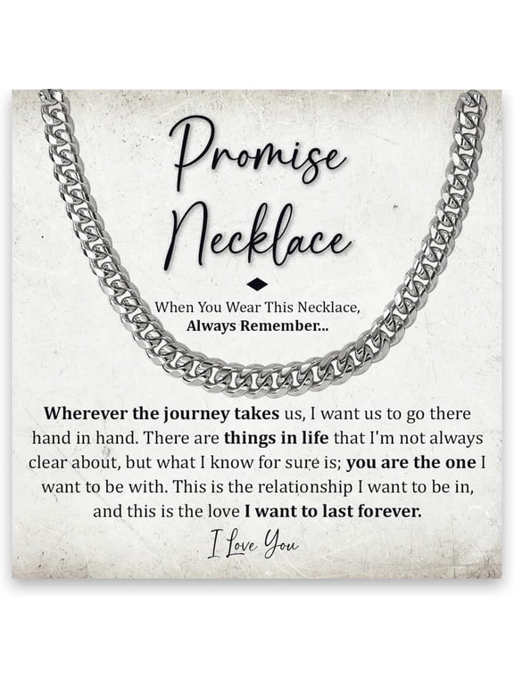 Promise Necklace For Him, Promise Necklace Gift For Boyfriend, Birthday Valentines Jewelry Gifts For Man, Husband Necklace From Wife, Cuban Chain Necklace, Anniversary Necklace For Boyfriend
